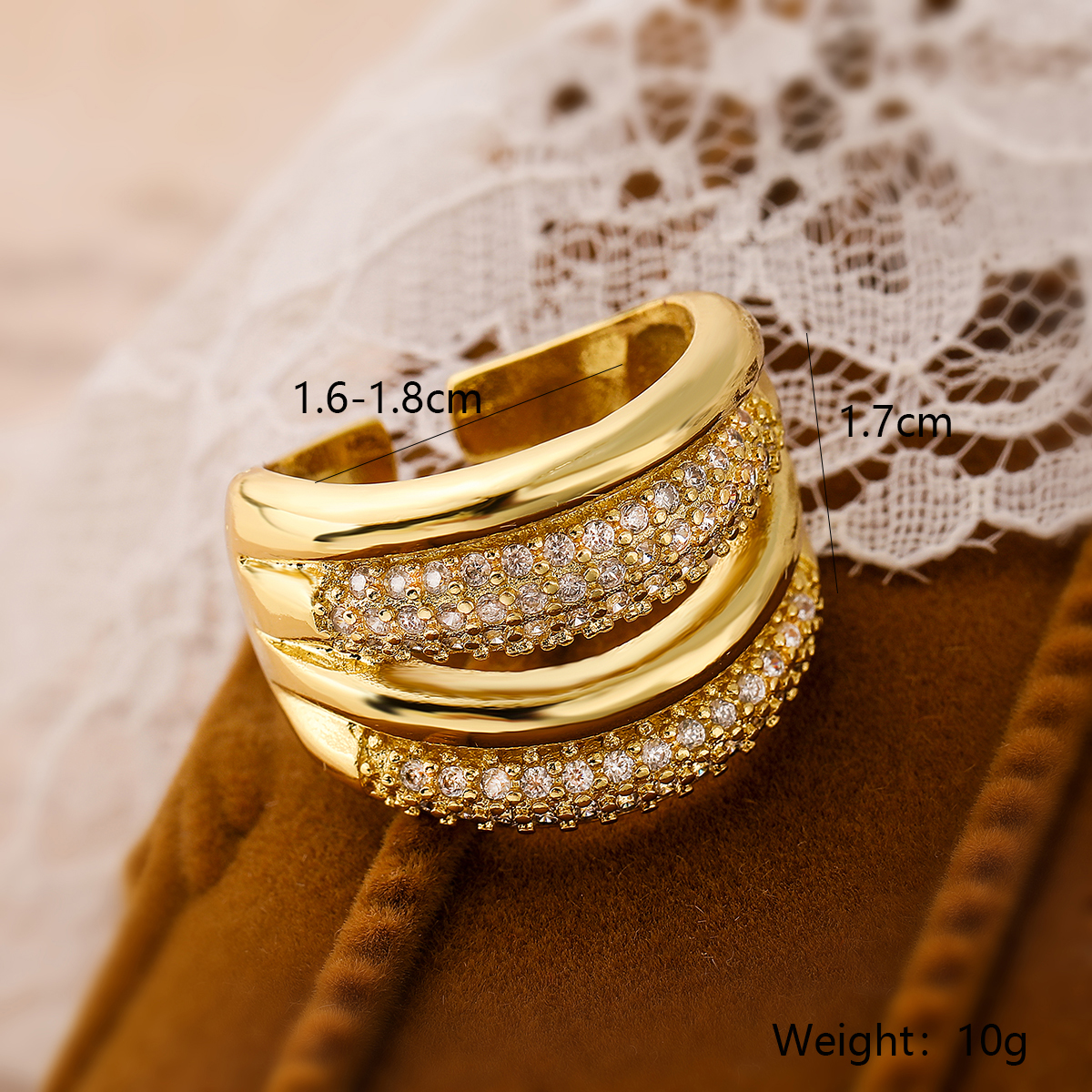 Simple Style Geometric Copper Plating Inlay Zircon 18k Gold Plated Open Rings display picture 3