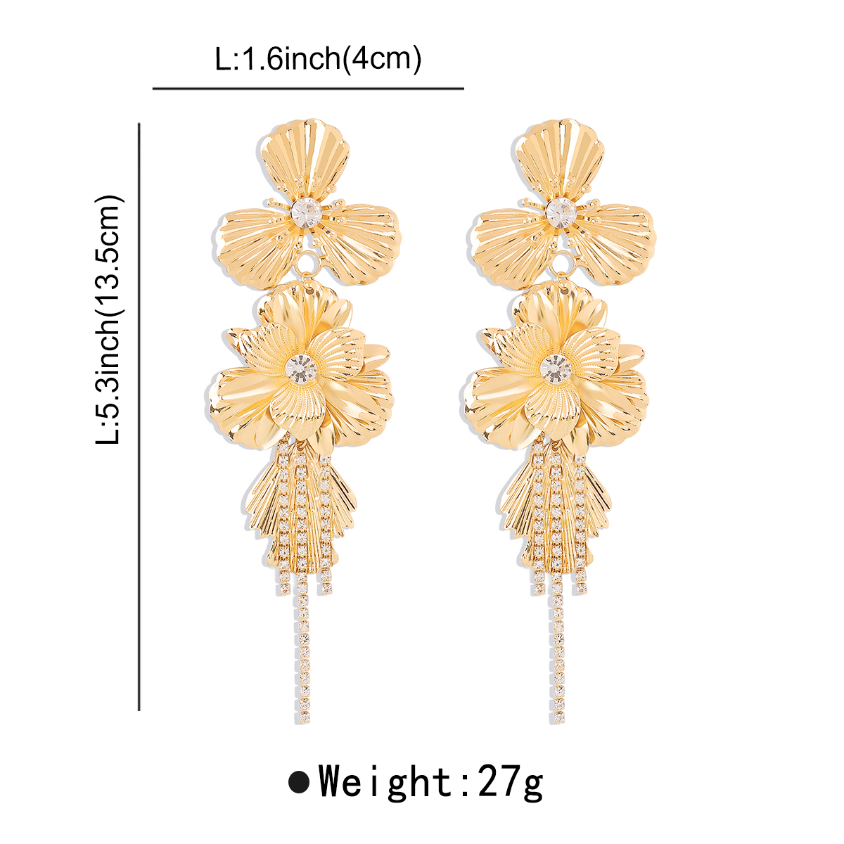 1 Pair Casual Elegant Flower Tassel Alloy Rhinestones Drop Earrings display picture 6