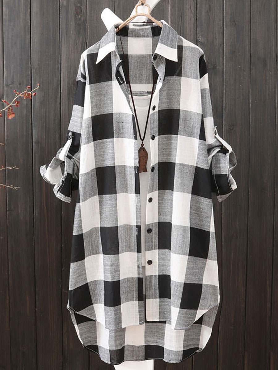 Women's Blouse Long Sleeve Blouses Casual Tartan display picture 7