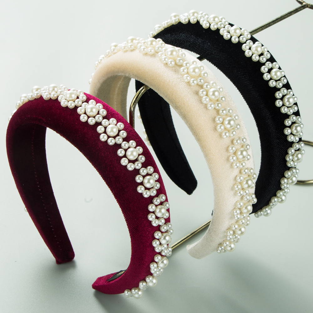Women's Elegant Luxurious Flower Cloth Inlay Pearl Hair Band display picture 2
