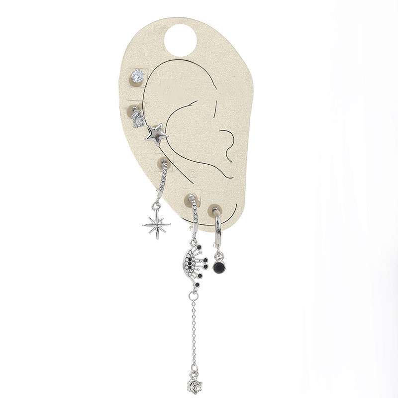 Wholesale Jewelry Simple Style Shiny Star Alloy Rhinestones Tassel Drop Earrings Ear Studs display picture 2