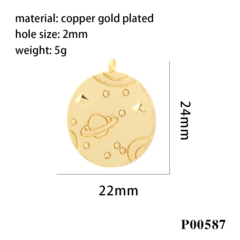 1 Piece Simple Style Angel Coin Planet Copper Plating Inlay Pendant Jewelry Accessories display picture 5