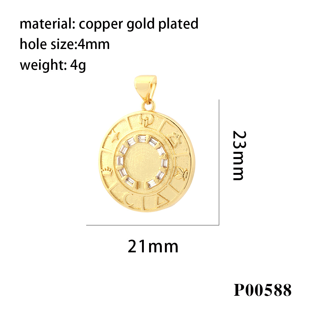 1 Piece Simple Style Angel Coin Planet Copper Plating Inlay Pendant Jewelry Accessories display picture 4