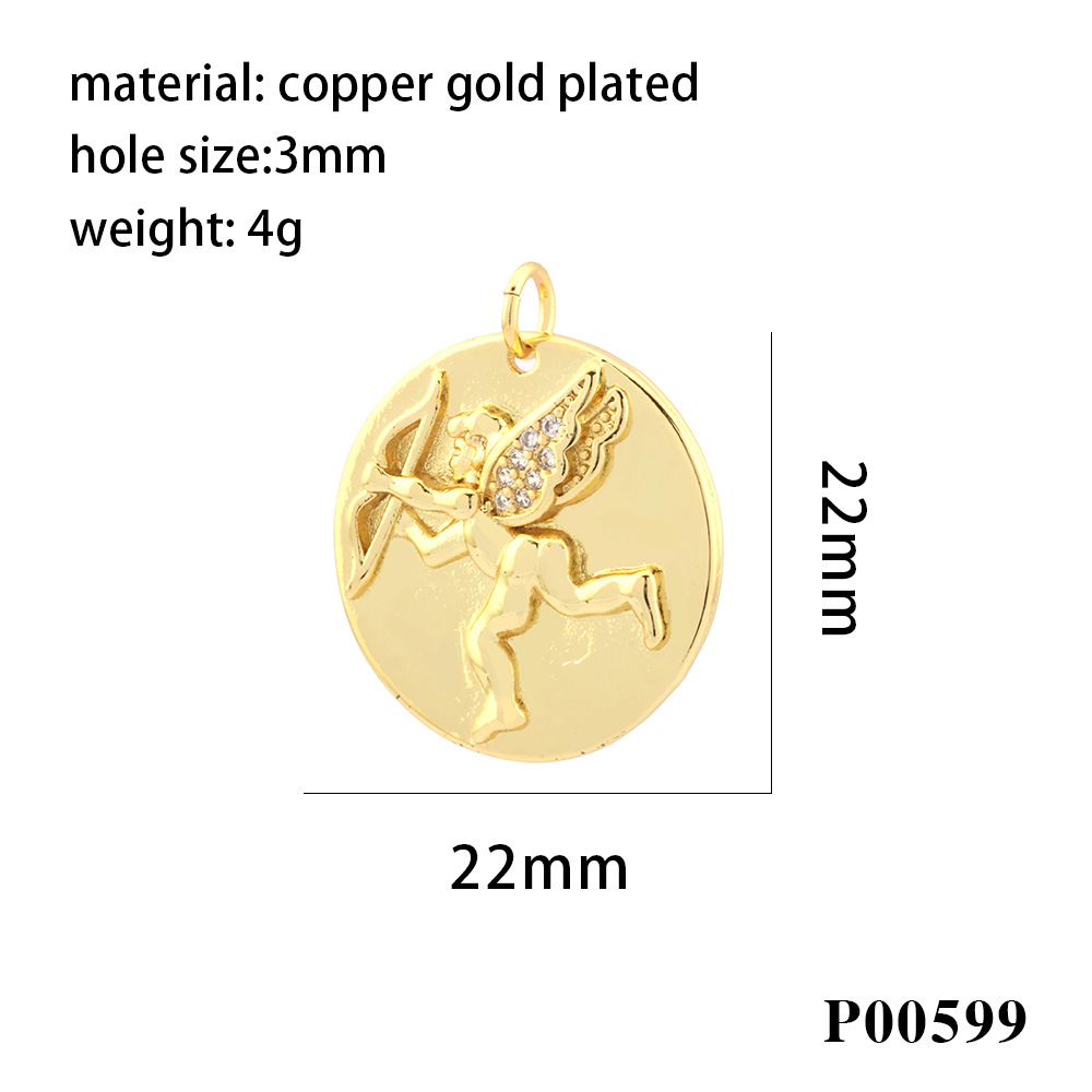 1 Piece Simple Style Angel Coin Planet Copper Plating Inlay Pendant Jewelry Accessories display picture 7