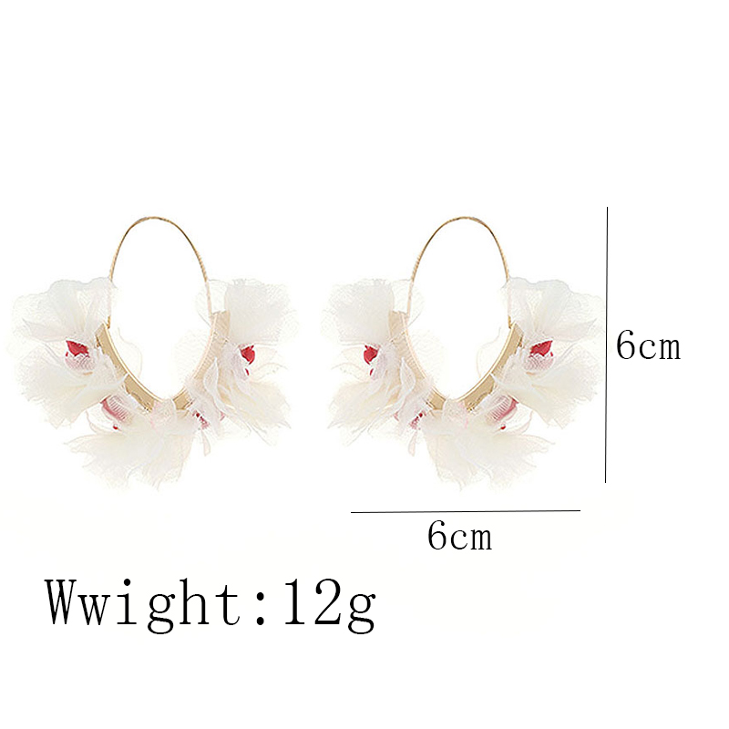 1 Pair Sweet Flower Alloy Cloth Resin Drop Earrings display picture 1