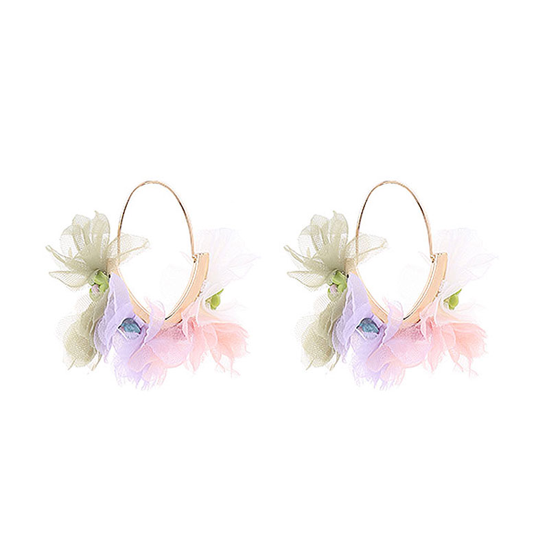 1 Pair Sweet Flower Alloy Cloth Resin Drop Earrings display picture 9