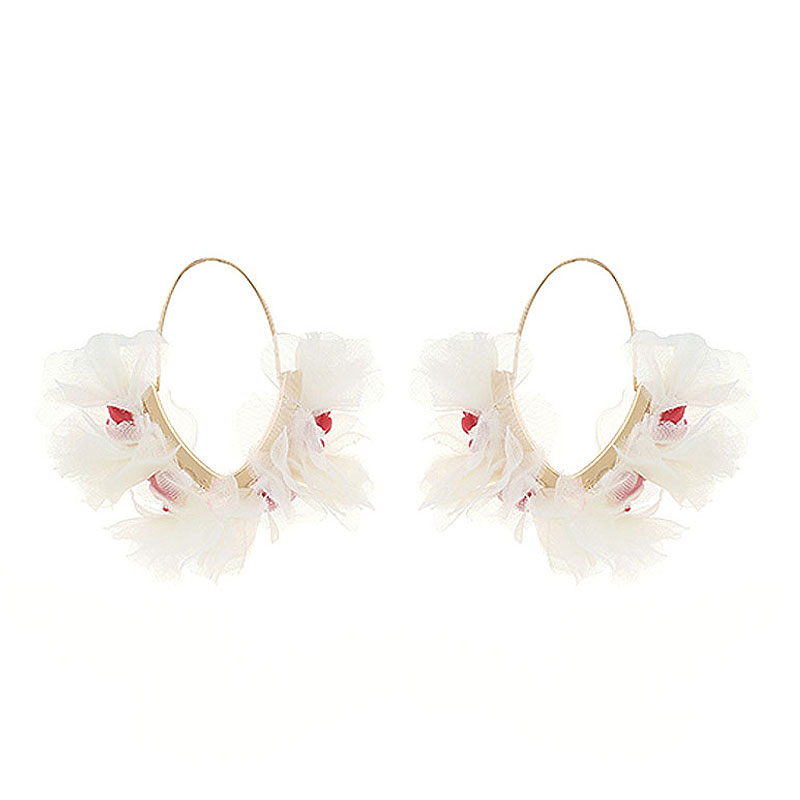 1 Pair Sweet Flower Alloy Cloth Resin Drop Earrings display picture 10