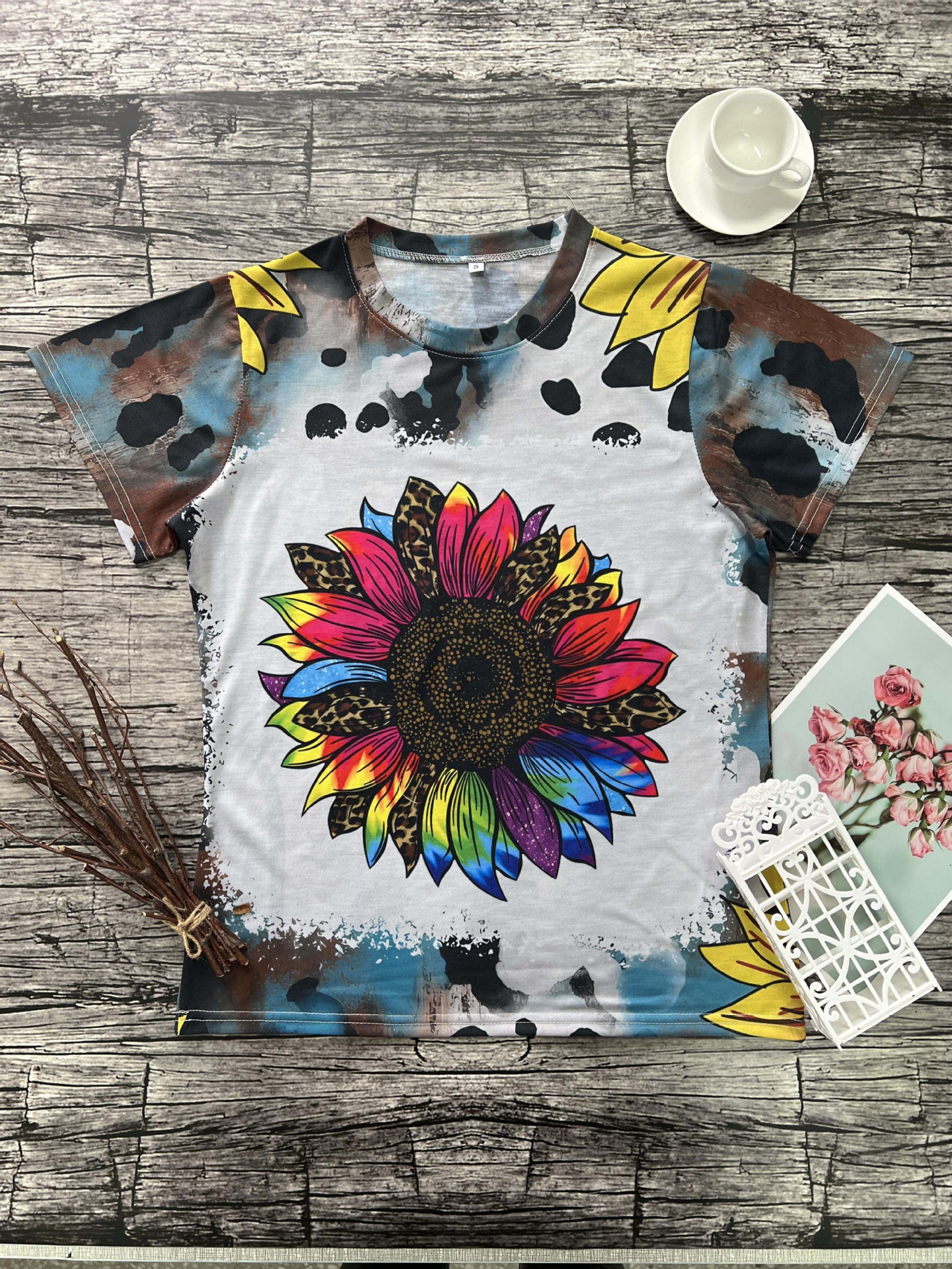 Women's T-shirt Short Sleeve T-shirts Casual Flower display picture 1