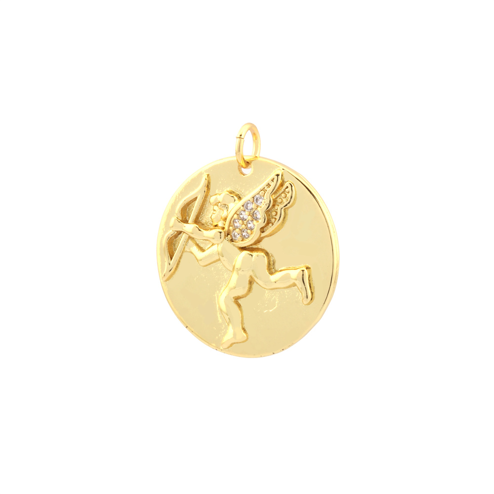 1 Piece Simple Style Angel Coin Planet Copper Plating Inlay Pendant Jewelry Accessories display picture 13
