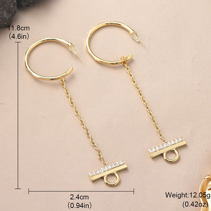 1 Pair IG Style Geometric Copper Zircon Drop Earrings display picture 1