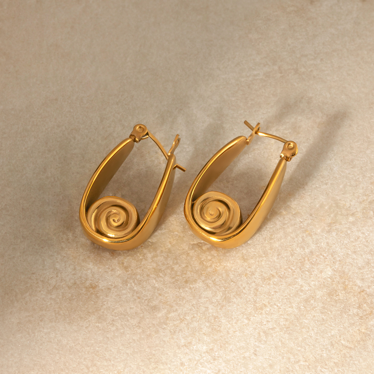 1 Pair IG Style U Shape 304 Stainless Steel Hoop Earrings display picture 2