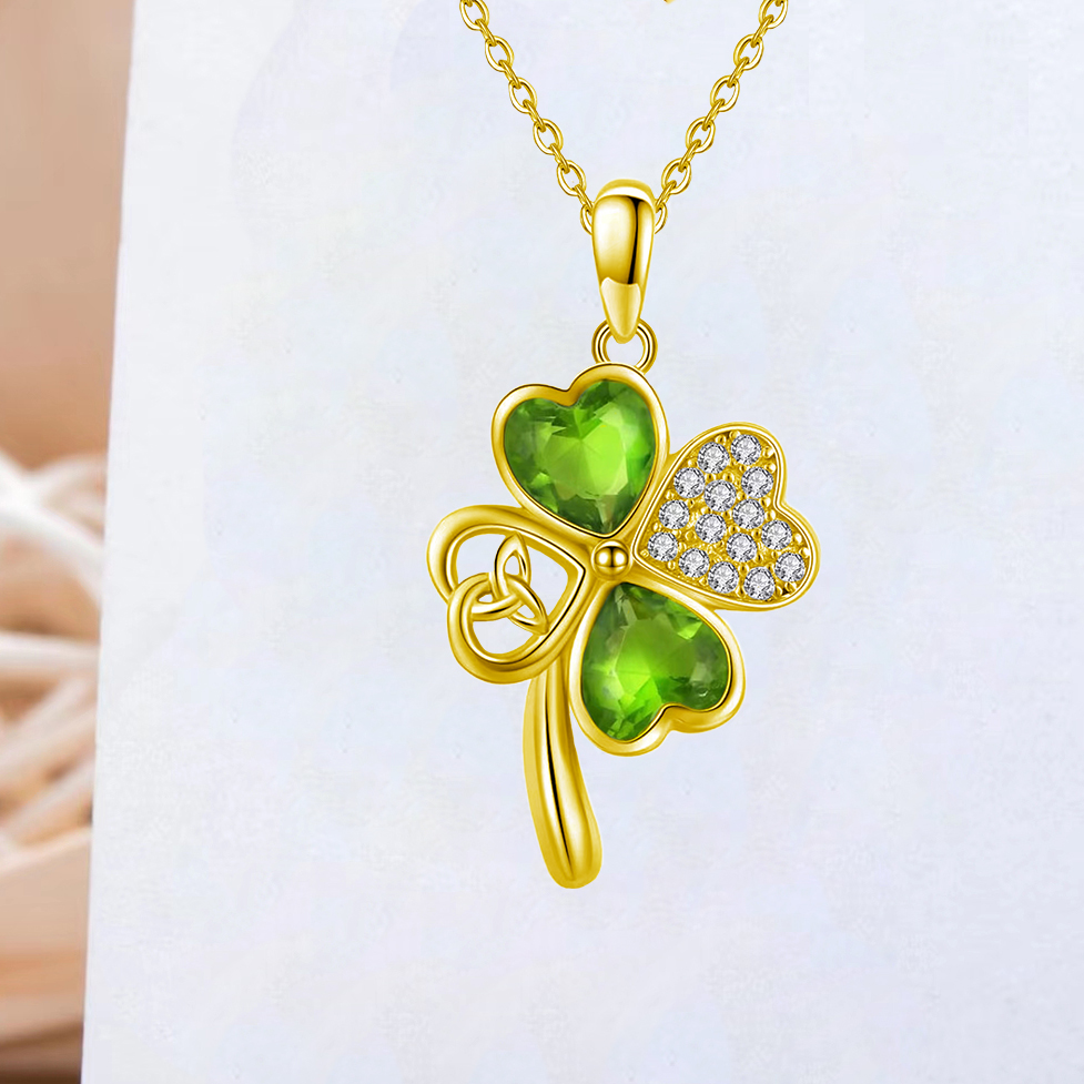 Ig Style Shamrock Alloy Plating Hollow Out Acrylic Rhinestones Silver Plated Unisex Pendant Necklace display picture 2