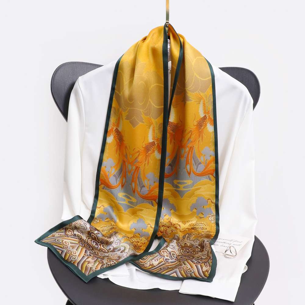 Women's Elegant Simple Style Flower Silk Printing Silk Scarf display picture 7