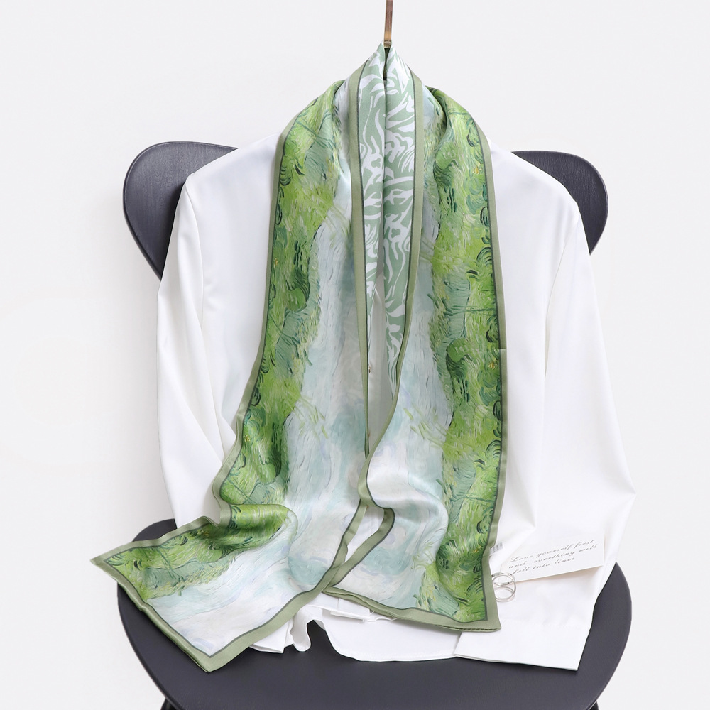 Women's Elegant Simple Style Flower Silk Printing Silk Scarf display picture 12