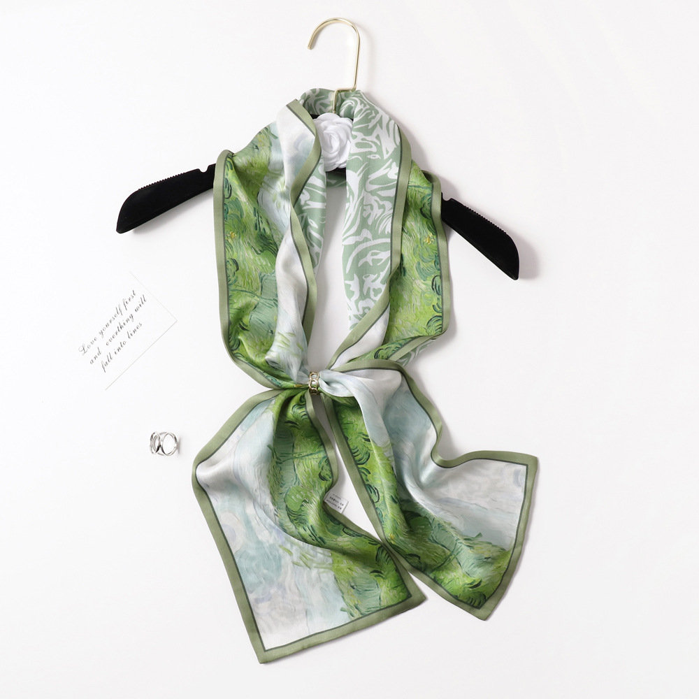 Women's Elegant Simple Style Flower Silk Printing Silk Scarf display picture 13