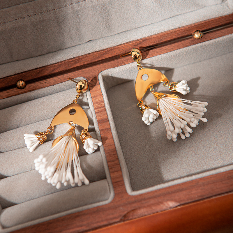 1 Pair Simple Style Tassel Fish Bone Plating 304 Stainless Steel Gold Plated Drop Earrings display picture 2