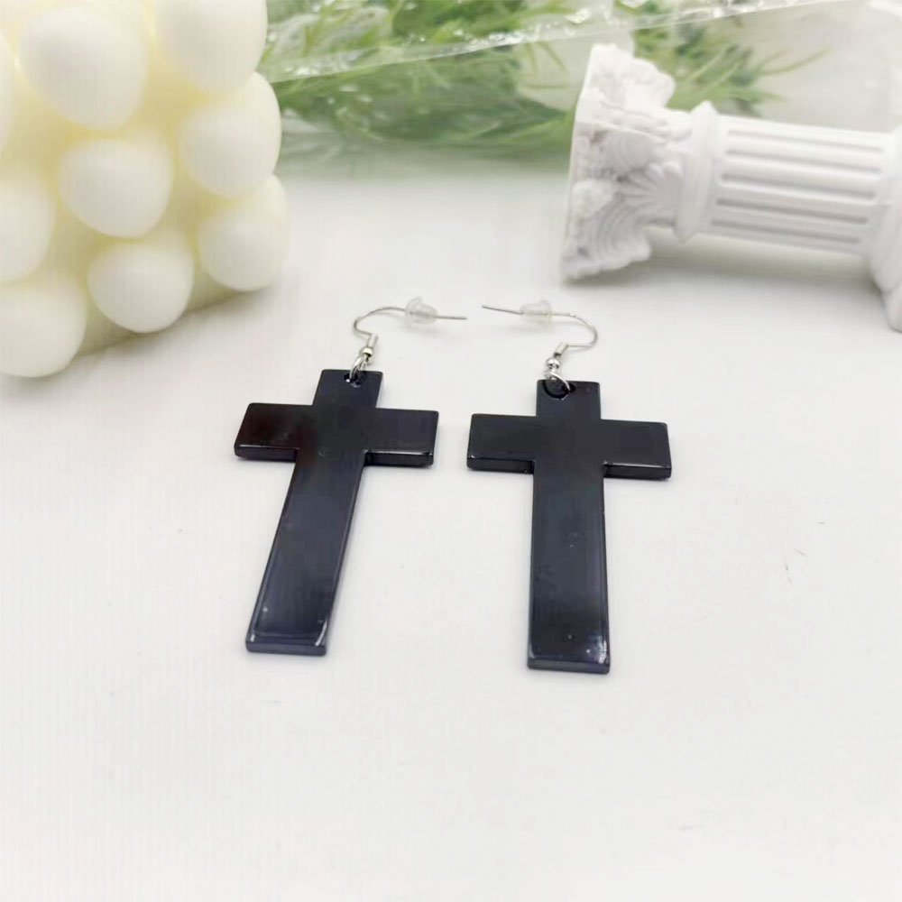 1 Pair Casual Cross Arylic Drop Earrings display picture 2
