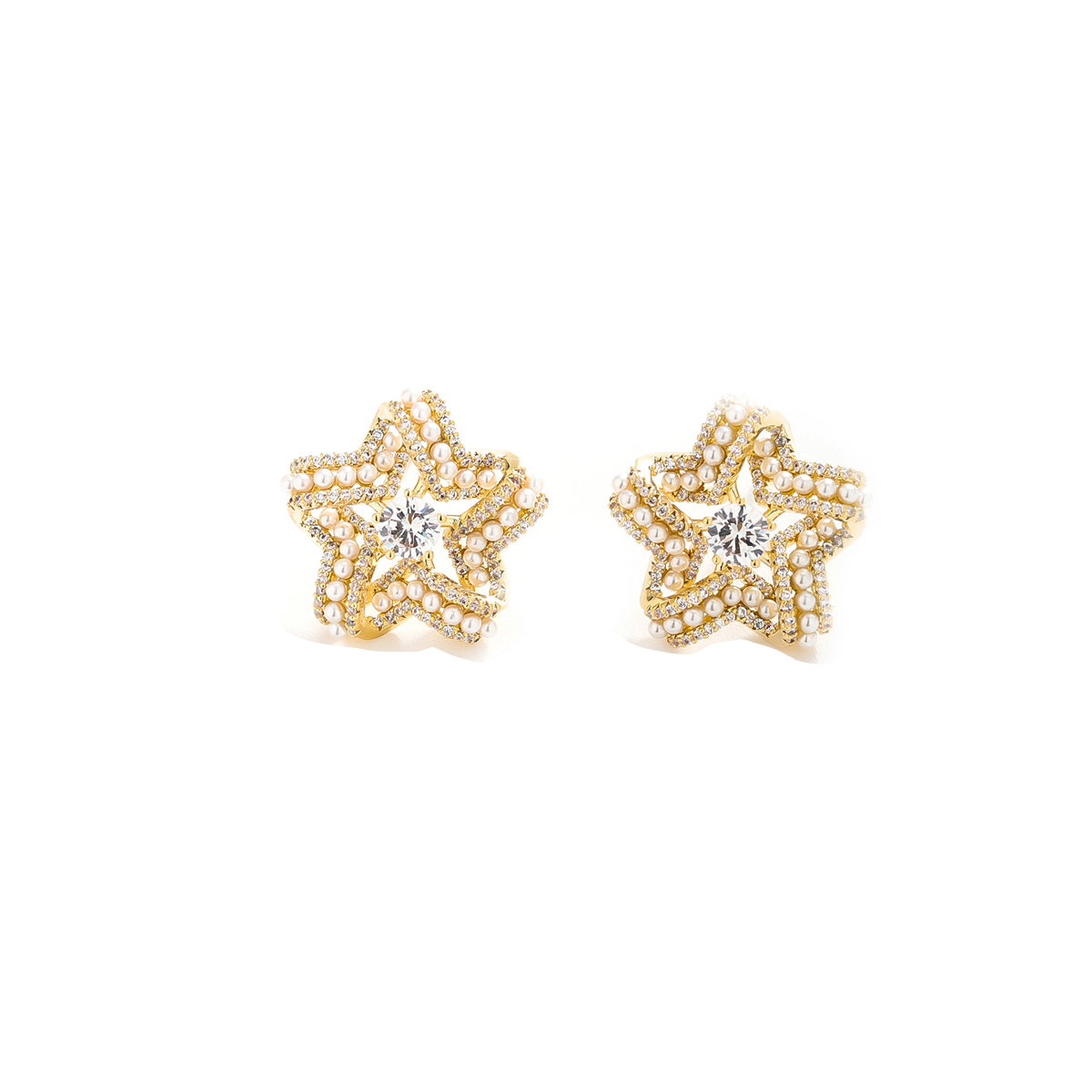 1 Pair Ig Style Star Plating Inlay Copper Ear Studs display picture 1