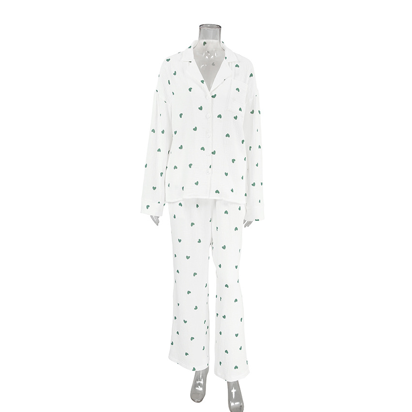 Home Women's Elegant Heart Shape Cotton Pants Sets Pajama Sets display picture 7