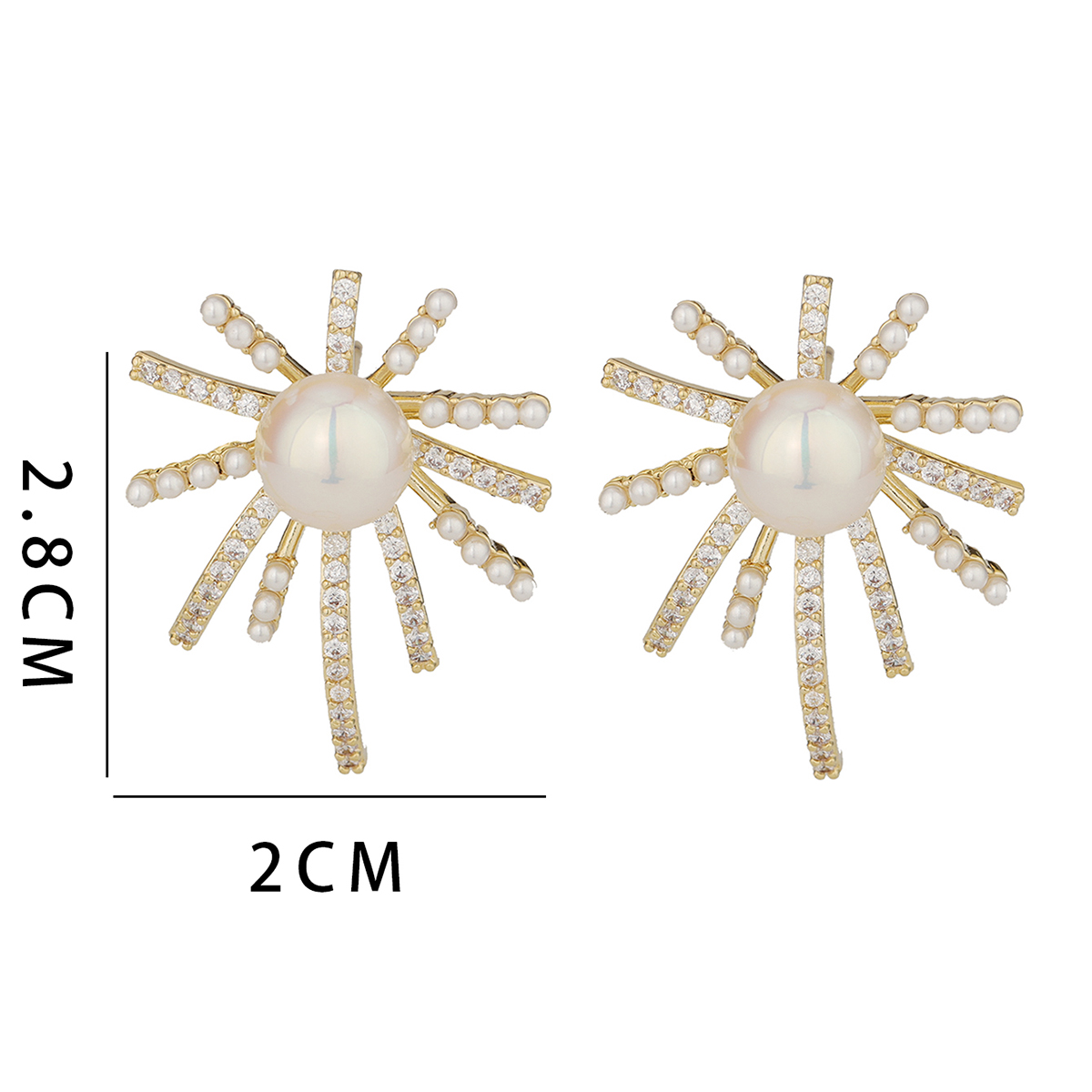 1 Pair Ig Style Simple Style Sun Plating Inlay Copper Ear Studs display picture 1