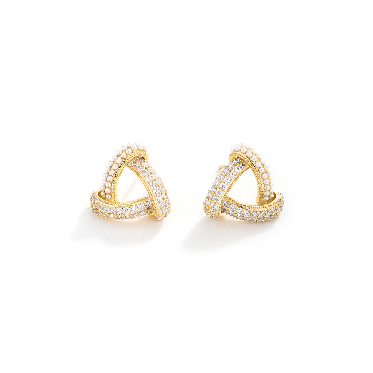 1 Paire Style Simple Style Classique Gland Placage Incruster Le Cuivre Strass Perle Boucles D'Oreilles display picture 1