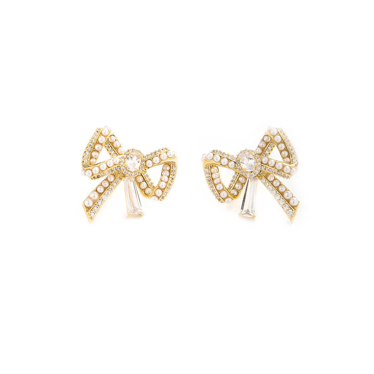 1 Pair Ig Style Bow Knot Plating Copper Ear Studs display picture 1