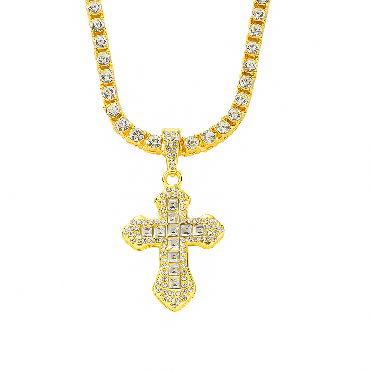 Casual Cross Alloy Rhinestones Men's Pendant Necklace display picture 1