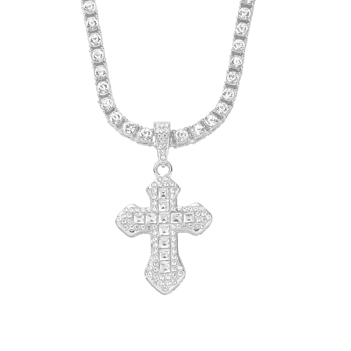 Casual Cross Alloy Rhinestones Men's Pendant Necklace display picture 2
