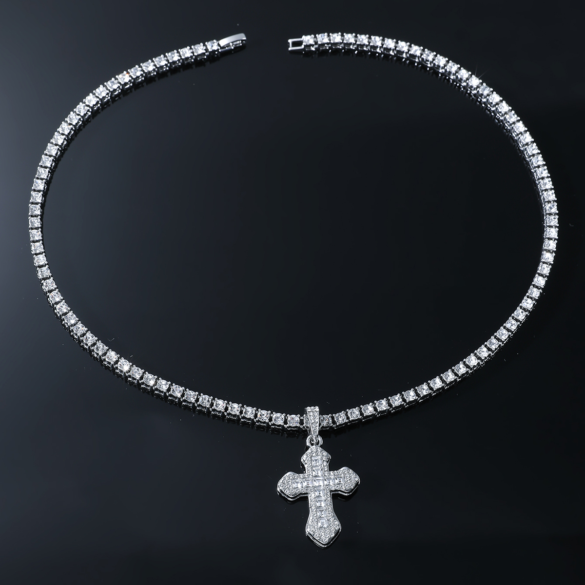 Casual Cross Alloy Rhinestones Men's Pendant Necklace display picture 10
