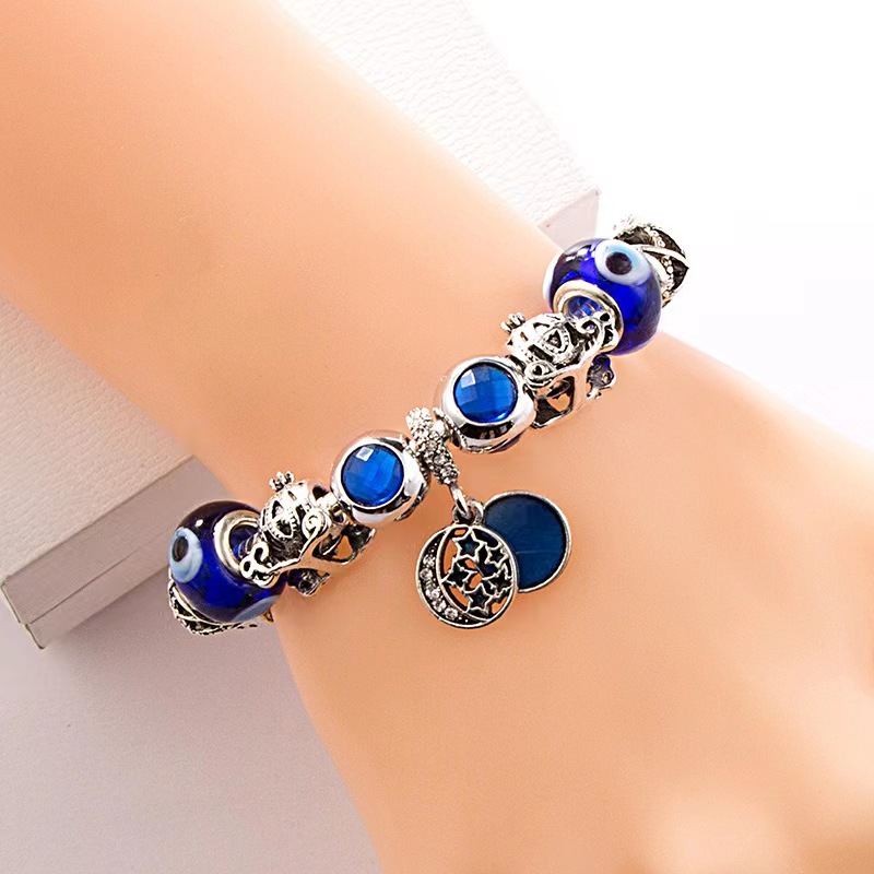 Punk Color Block Alloy Plating Inlay Rhinestones Glass Bead Silver Plated Women's Bangle display picture 1