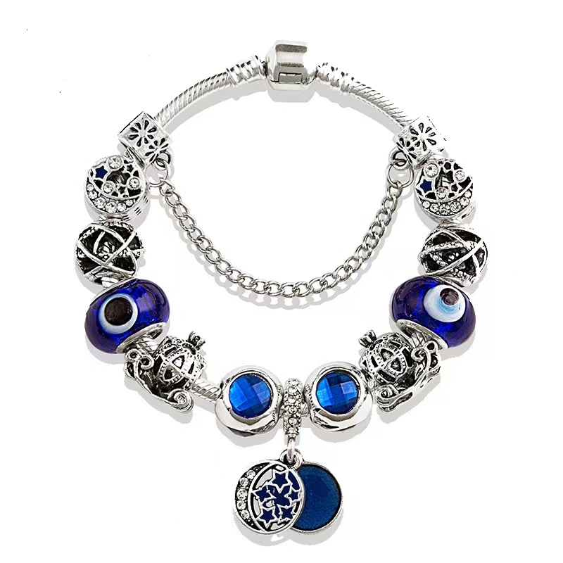 Punk Color Block Alloy Plating Inlay Rhinestones Glass Bead Silver Plated Women's Bangle display picture 2