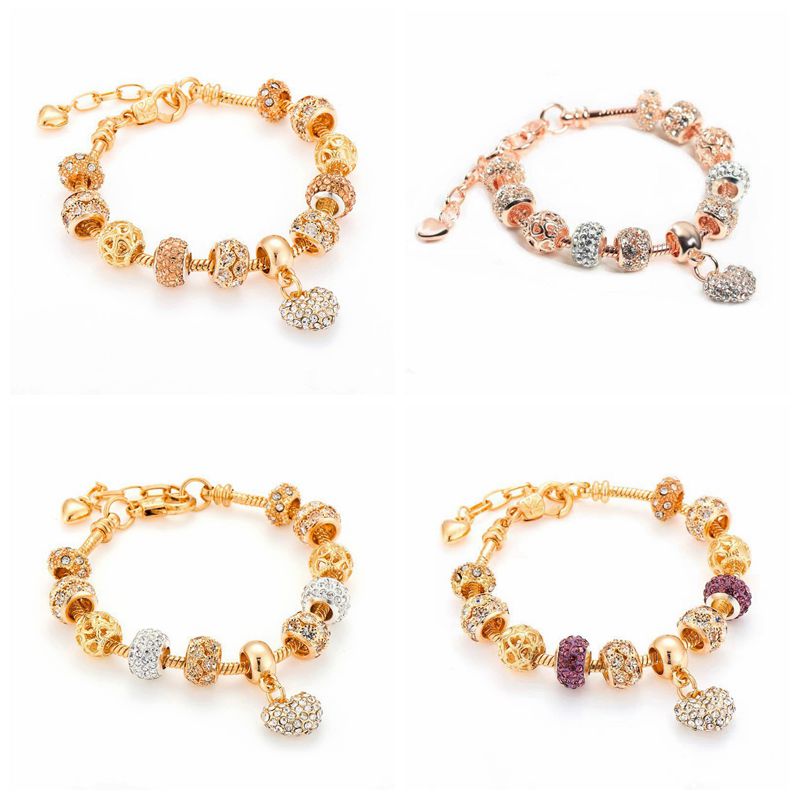Vintage Style Color Block Heart Shape Alloy Plating Inlay Rhinestones Women's Bracelets display picture 7