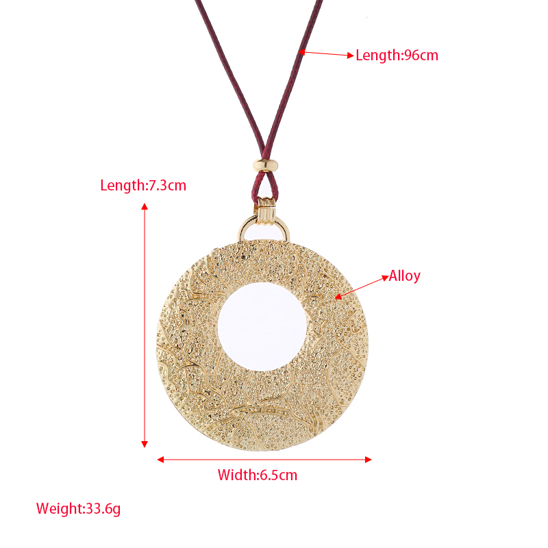 Elegant Simple Style Circle Alloy Leather Rope Plating Women's Pendant Necklace display picture 1