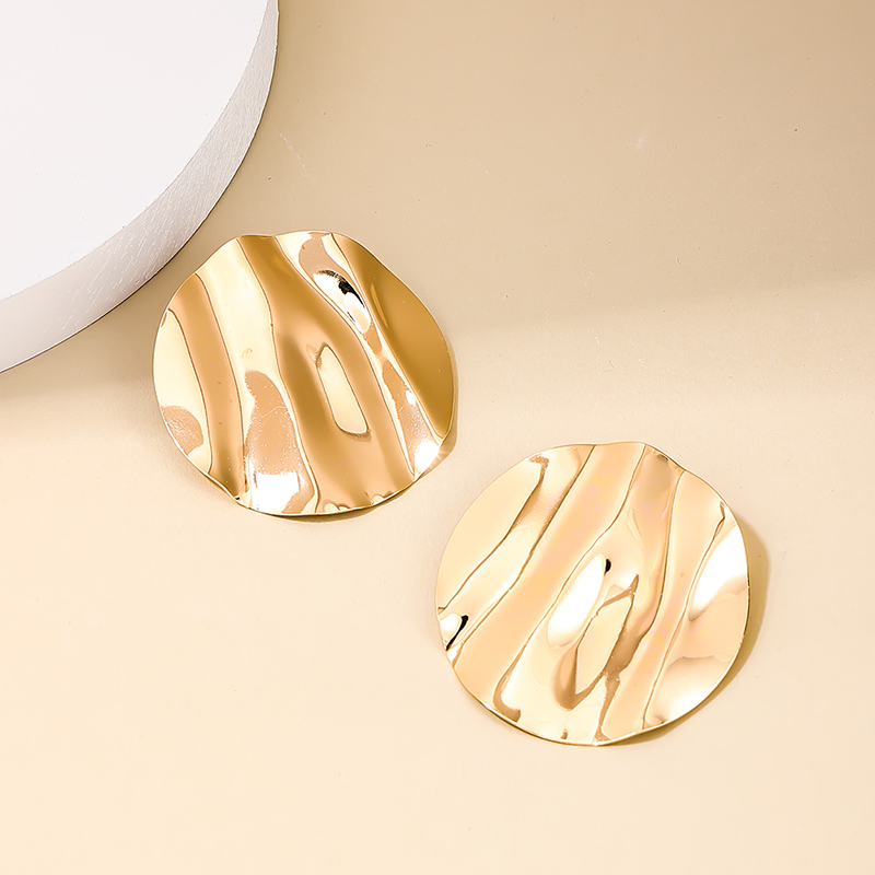 1 Pair Retro Simple Style Solid Color Pleated Alloy Ear Studs display picture 1