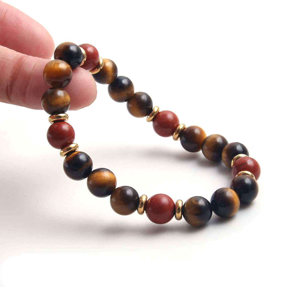 Simple Style Round Stainless Steel Natural Stone Beaded Men's Bracelets display picture 1