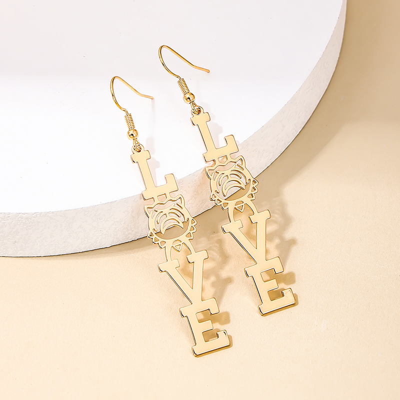 1 Pair Retro Exaggerated Letter Tiger Hollow Out Alloy Drop Earrings display picture 2