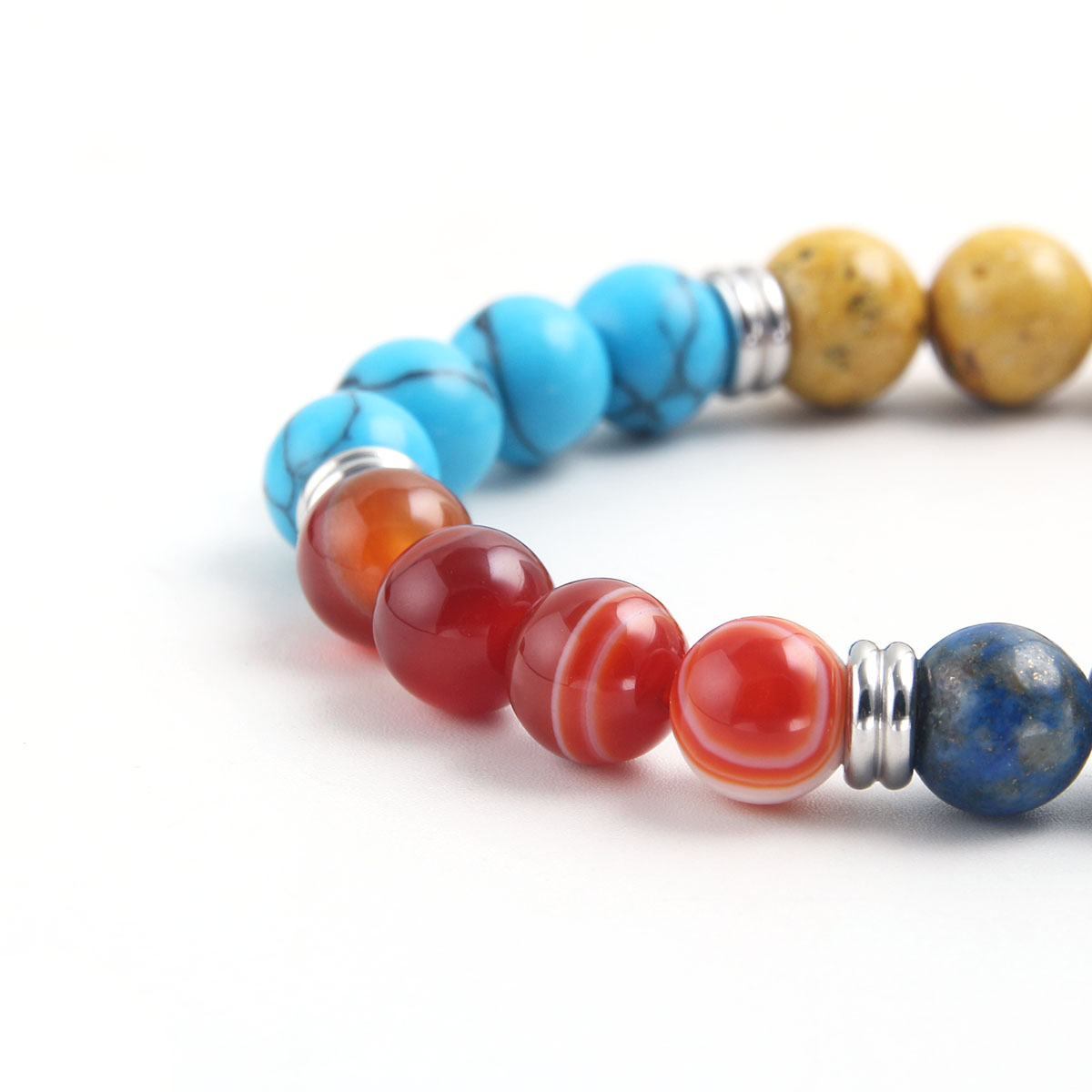 Simple Style Round Stainless Steel Natural Stone Beaded Bracelets display picture 4