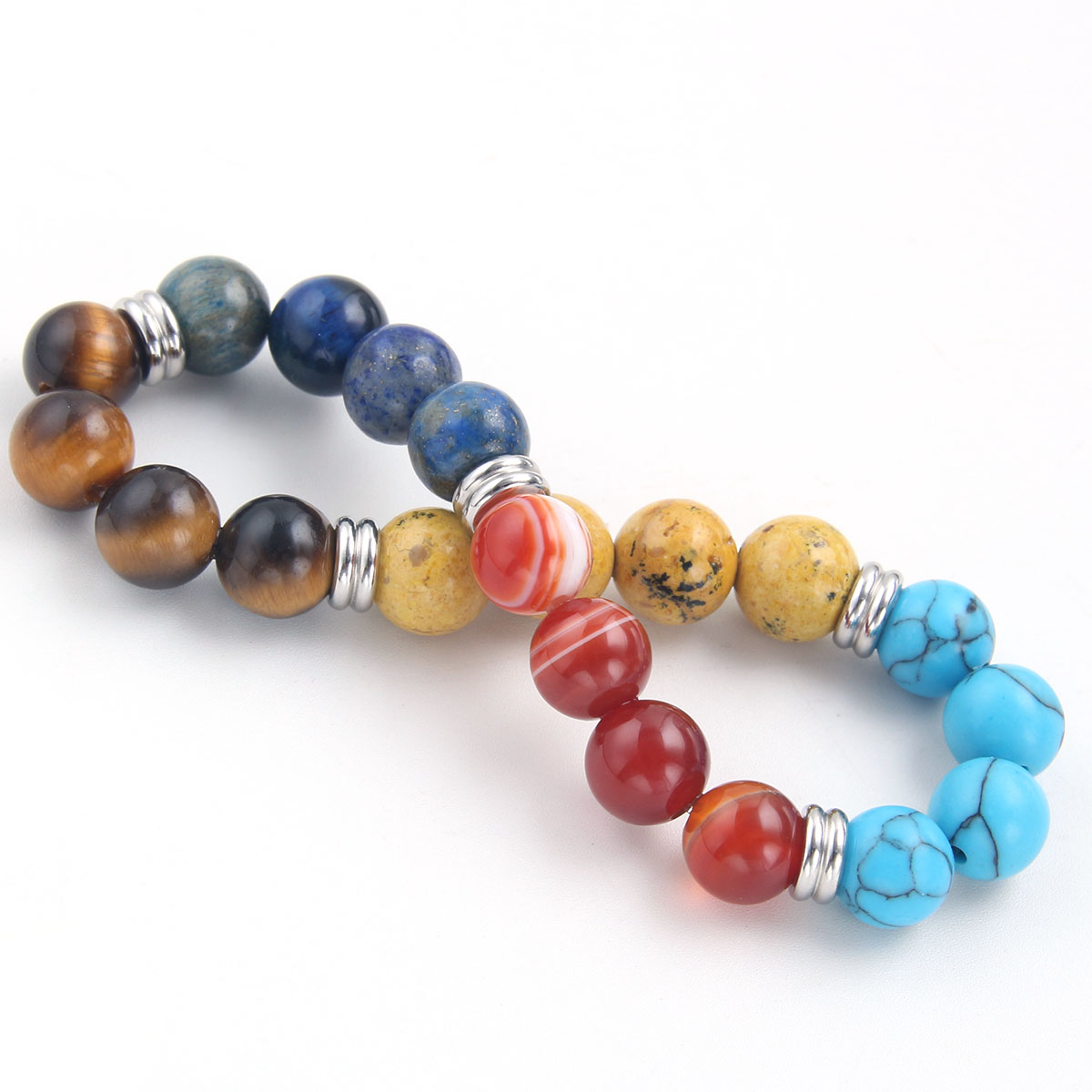 Simple Style Round Stainless Steel Natural Stone Beaded Bracelets display picture 5