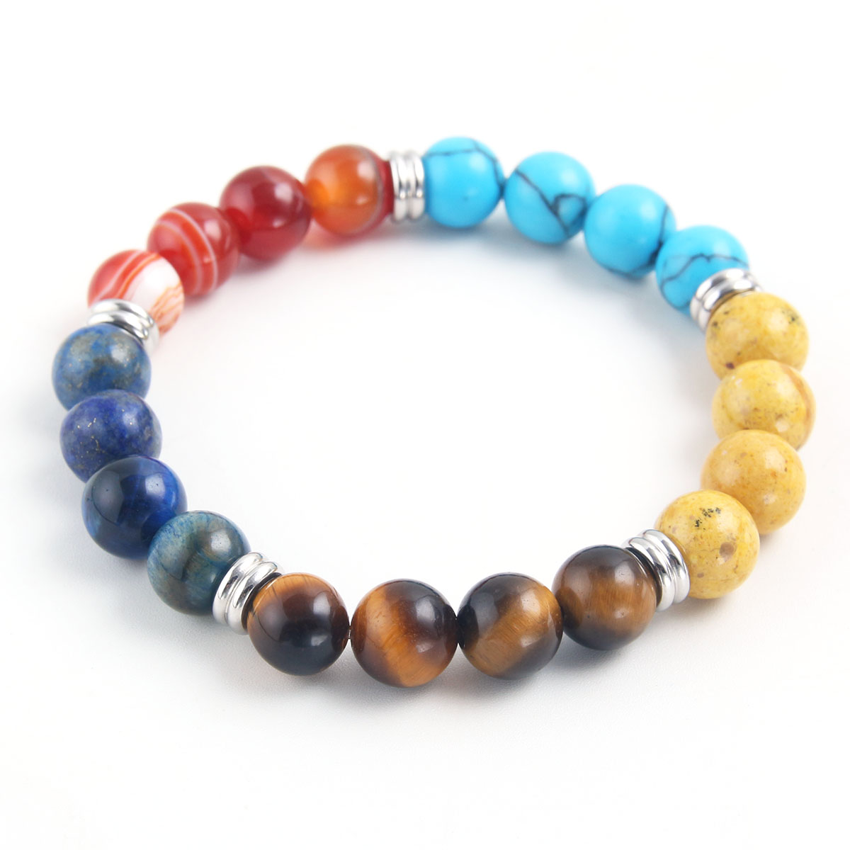 Simple Style Round Stainless Steel Natural Stone Beaded Bracelets display picture 2