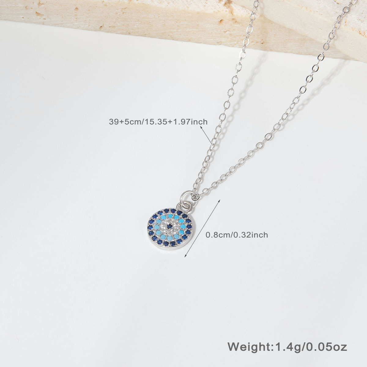 Ig Style Simple Style Devil's Eye Sterling Silver Plating Inlay Turquoise Zircon White Gold Plated Pendant Necklace display picture 2