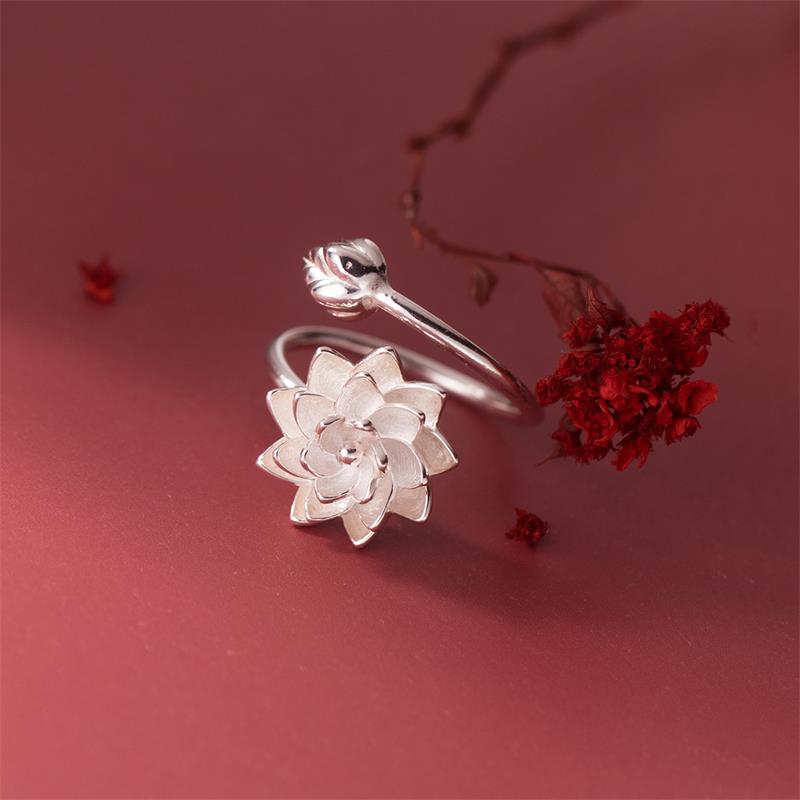 Wholesale Sweet Flower Copper Open Rings display picture 3