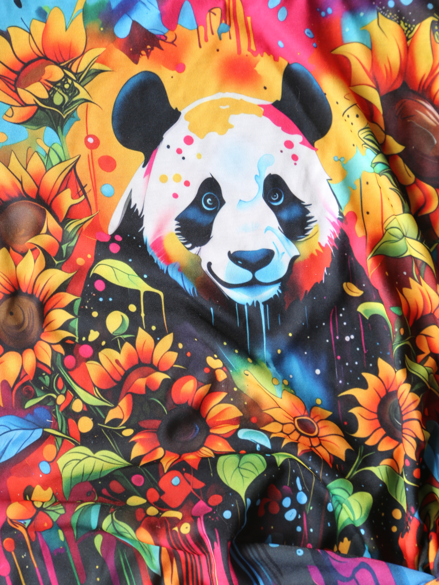 Frau T-shirt Kurzarm T-shirts Lässig Panda Blume display picture 3