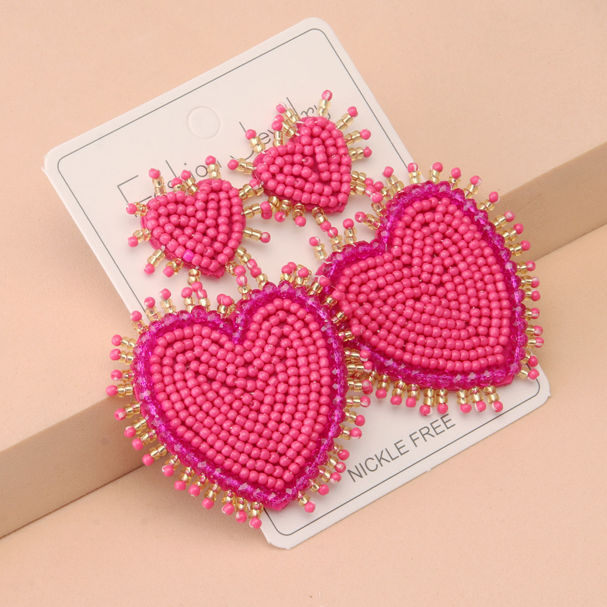 1 Pair Casual Elegant Letter Heart Shape Beaded Inlay Stainless Steel Cloth Glass Zircon Drop Earrings display picture 5
