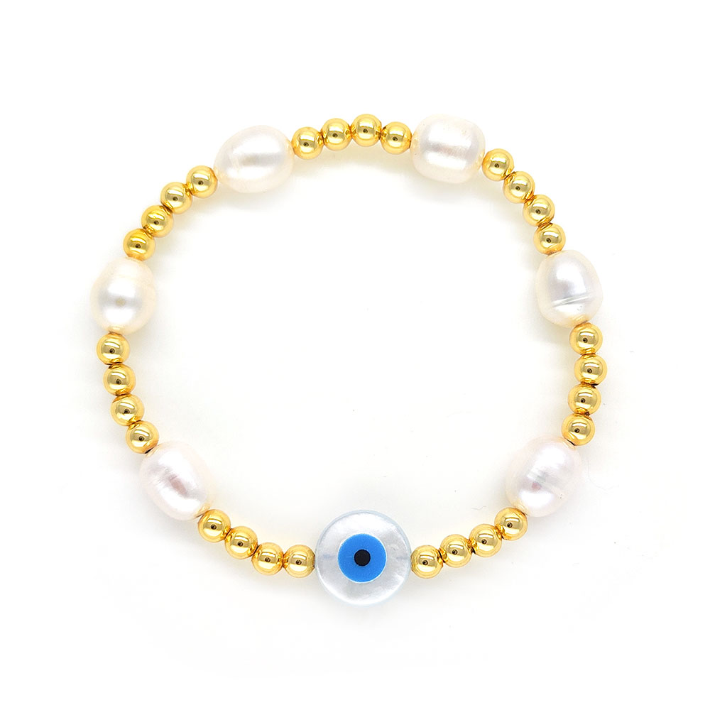 Ig Style Devil's Eye Eye Freshwater Pearl Copper Women's Bracelets display picture 5