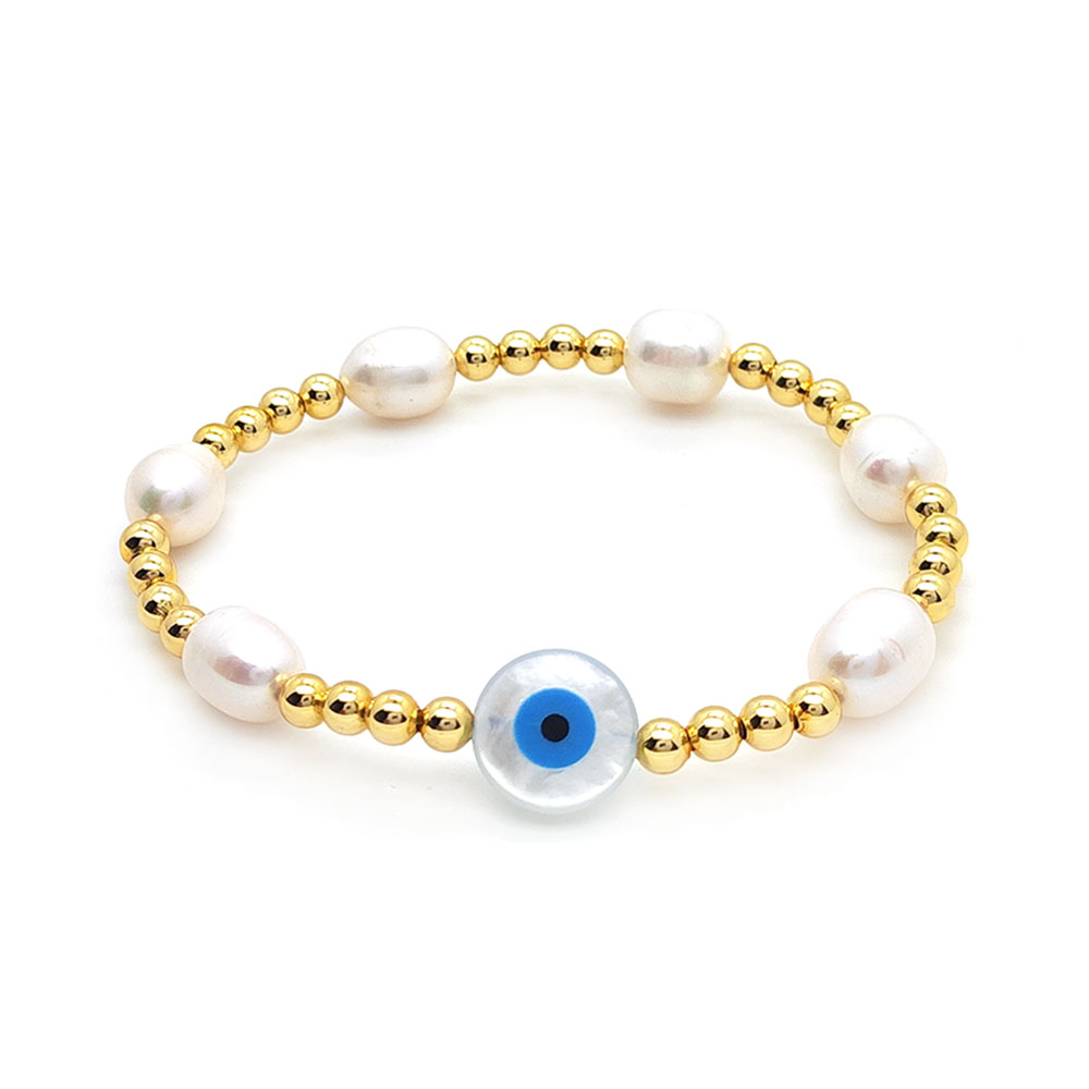 Ig Style Devil's Eye Eye Freshwater Pearl Copper Women's Bracelets display picture 4