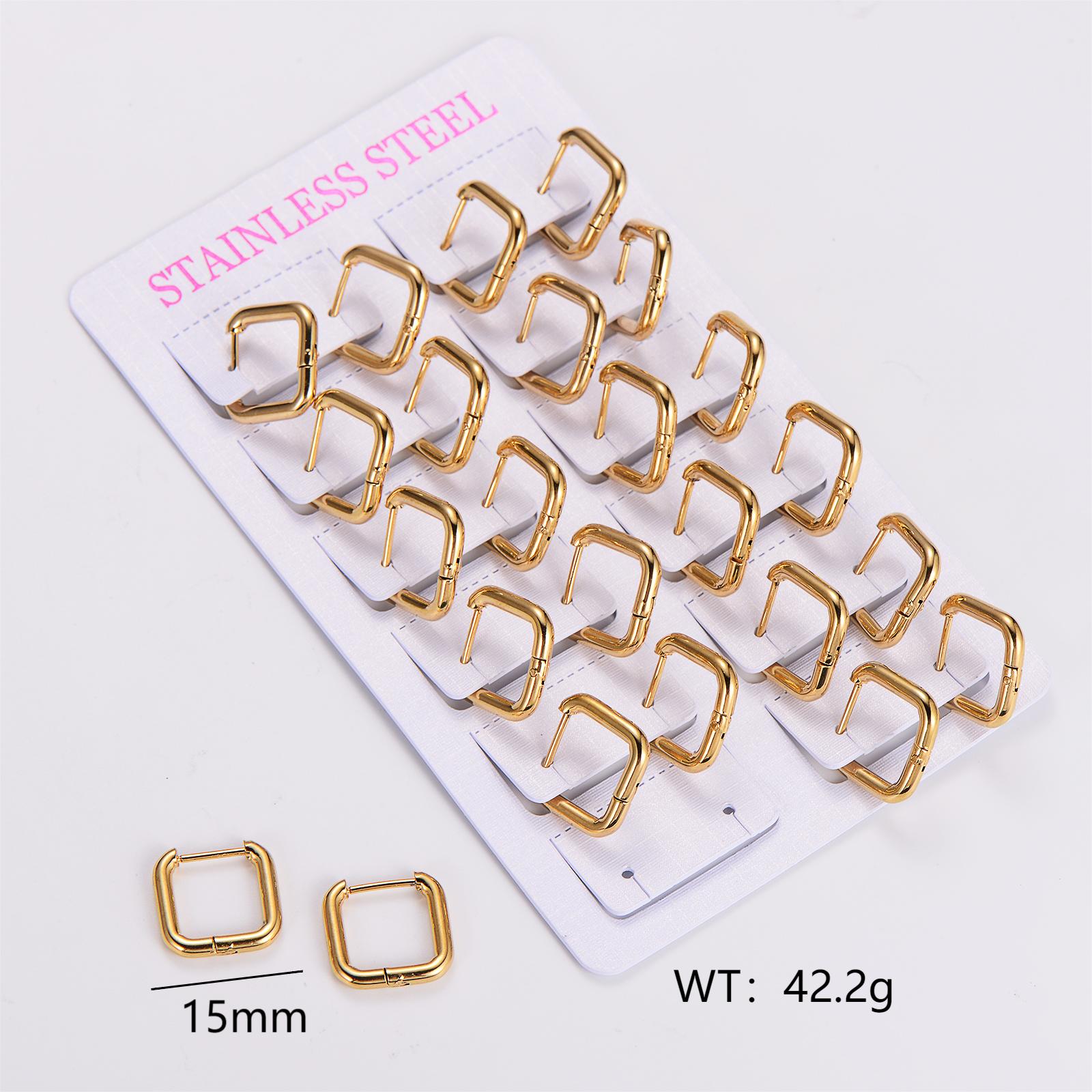 12 Pairs Simple Style Solid Color Asymmetrical Plating Stainless Steel 18K Gold Plated Hoop Earrings display picture 8