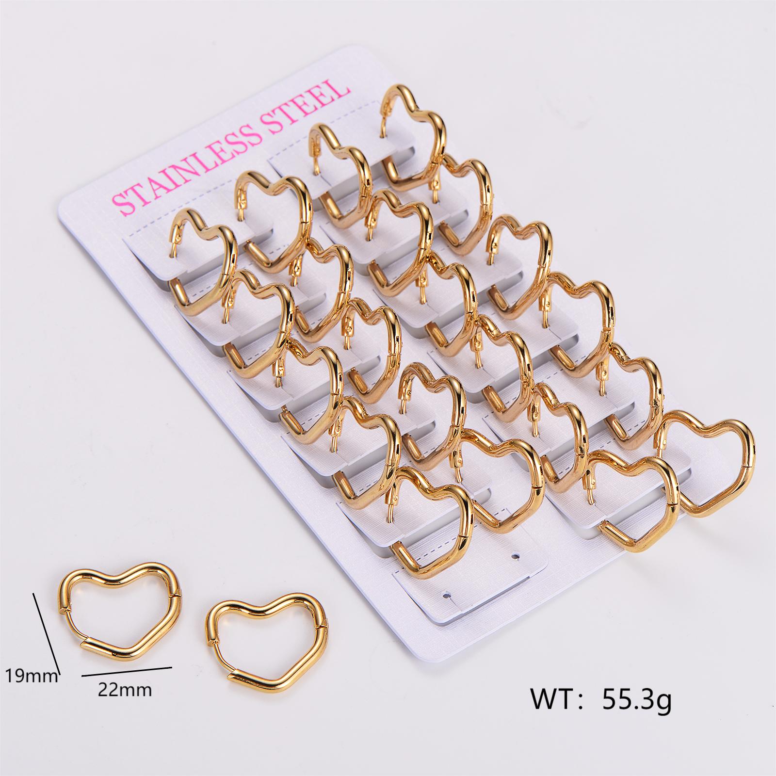 12 Pairs Simple Style Solid Color Asymmetrical Plating Stainless Steel 18K Gold Plated Hoop Earrings display picture 9