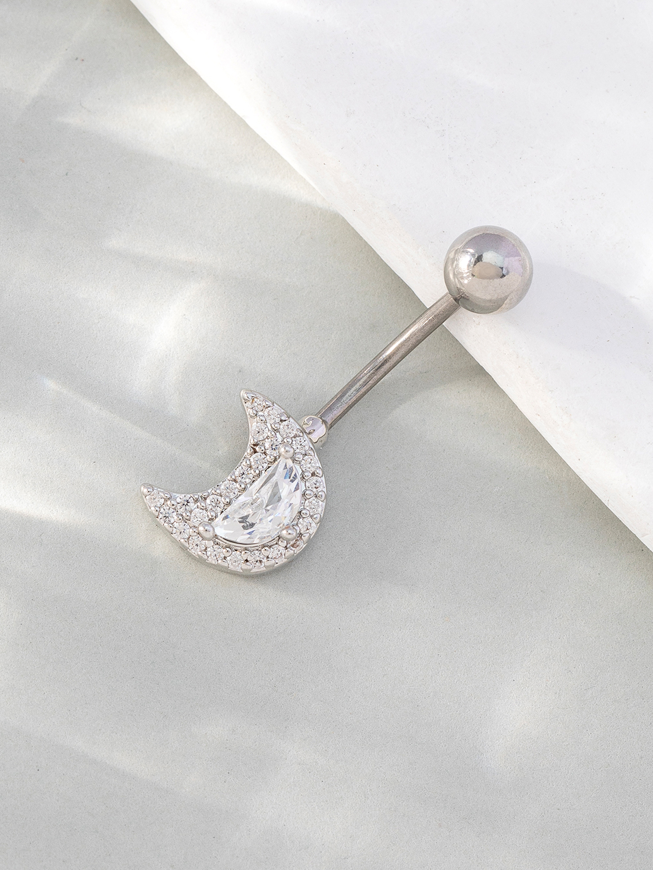 Hip-hop Geometric Stainless Steel Silver Plated Zircon Belly Ring In Bulk display picture 3