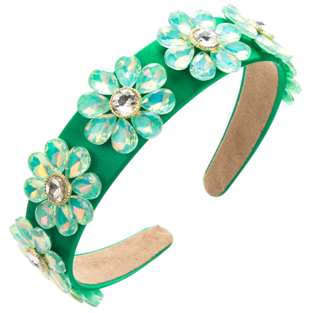 Women's Elegant Flower Cloth Plating Inlay Glass Drill Hair Band display picture 6