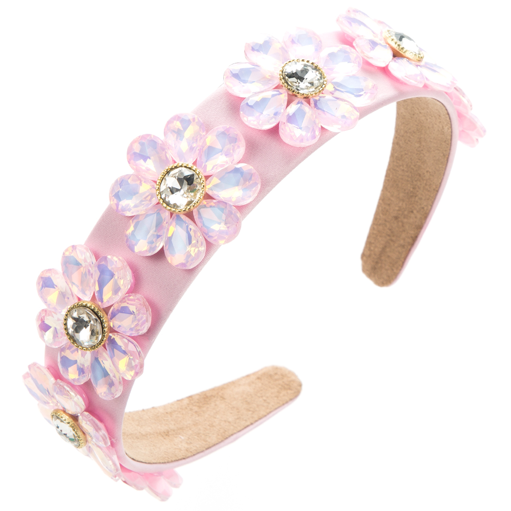 Women's Elegant Flower Cloth Plating Inlay Glass Drill Hair Band display picture 5